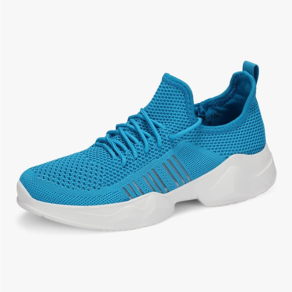 Blue and White Sneakers with Mesh Upper and Lace-Up Design NWOT - Picture 3 of 12